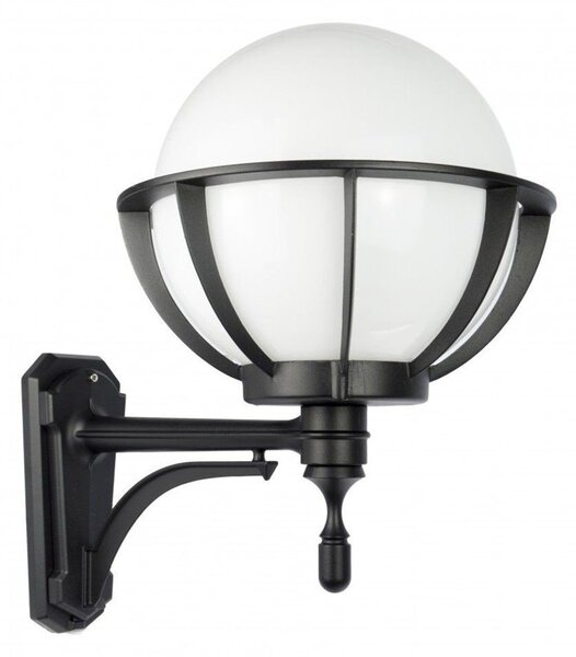 Lampada da parete per esterni sfera bianca o fumé 25 cm 1xE27 nero IP43 SU-MA Kule K 3012/1/KPO 250 U