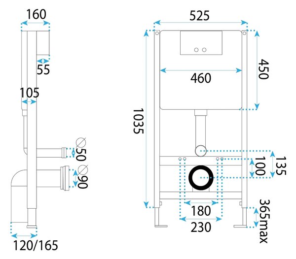 Telaio WC da incasso K011A-Q Rea HD Chrome