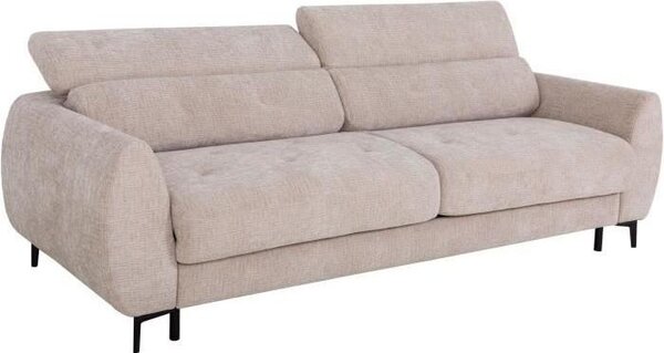 Divano Express - 2/3 posti - SAFIA - tessuto waffle - beige - materasso 15 cm - 206 x 105 x 76/94 cm - DUNLOPILLO