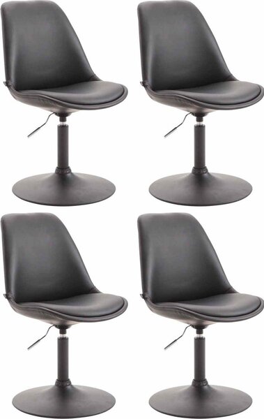 Set di 4 sedie da pranzo in Pelle finta - sedie - design moderno, seduta confortevole, colore: nero | colore base: nero