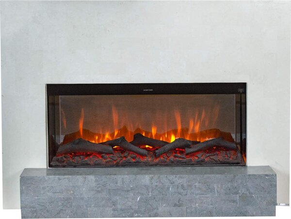 Caminetto elettrico Xaralyn - Santos EL90 - pietra naturale bianca - riscaldamento 1400 Watt - con telecomando - caminetto da incasso incluso - caminetto decorativo