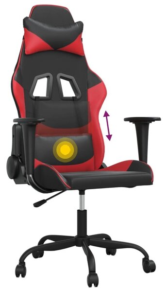 Sedia da gaming vidaXL con funzione massaggio, in Pelle finta nera e rossa