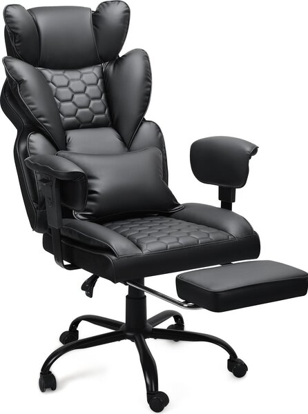 Sedia da gioco Bettizia Sedia da ufficio ergonomica con poggiapiedi regolabile Portata 150 kg Supporto lombare 135° Sedia per PC Sedia da scrivania