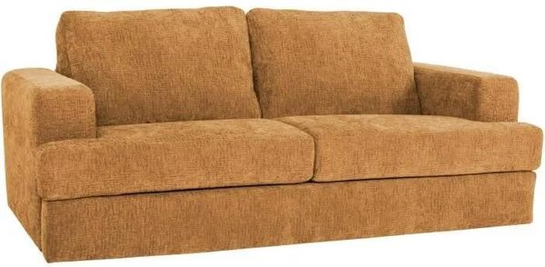 Divano letto Express - 3 posti - IGOR - Tessuto goffrato - Ocra - Materasso 15 cm - 211 x 107 x 90 cm - DUNLOPILLO