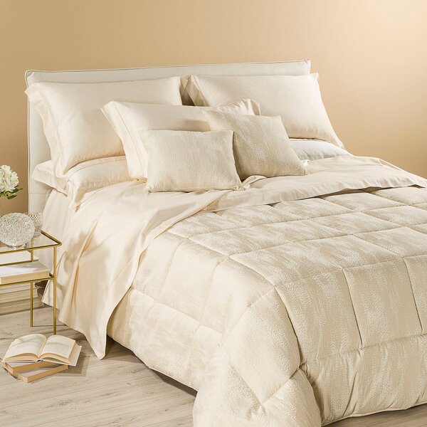 Caleffi 19402 Delly Trapunta Matrimoniale In Raso Jacquard - Naturale - 47% Cotone, 46% Poliestere, 6% Poliammide