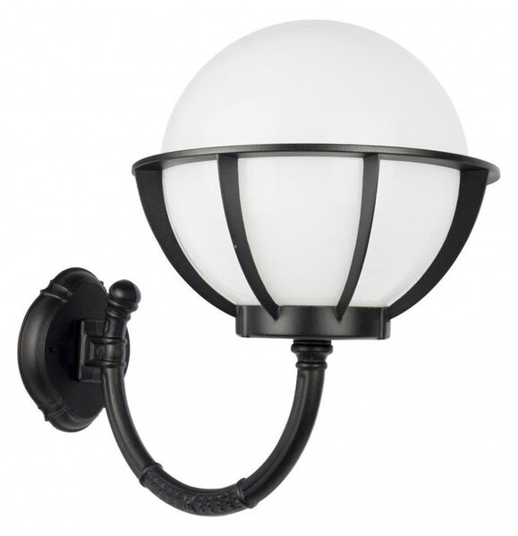 Lampada da parete per esterni sfera bianca o fumé 25 cm 1xE27 nero IP43 SU-MA Kule K 3012/1/KPO 250