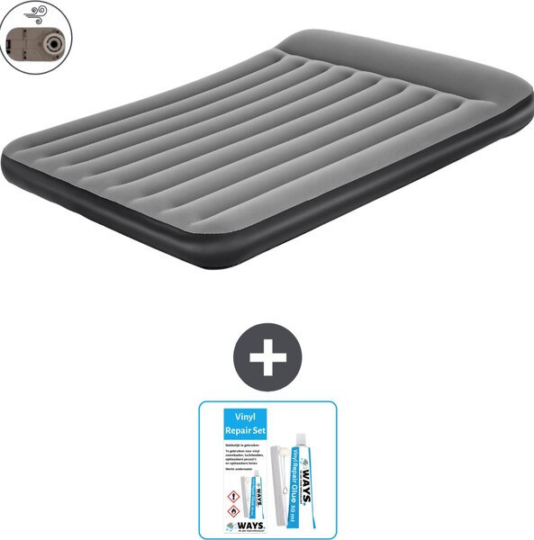 Materasso gonfiabile Bestway - 2 persone - 152 x 203 x 30 cm - Grigio - Accessori inclusi