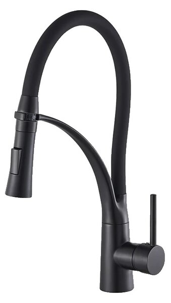 Rubinetto da cucina, girevole a 360 gradi, aeratore estraibile, nero opaco
