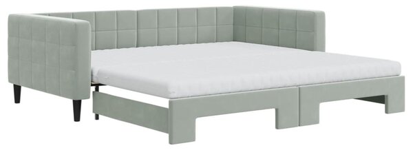Divano Letto Estraibile Materassi Grigio Chiaro 100x200 Velluto
