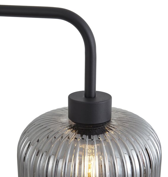 Lampada da terra di design nera con vetro fumé - Ana