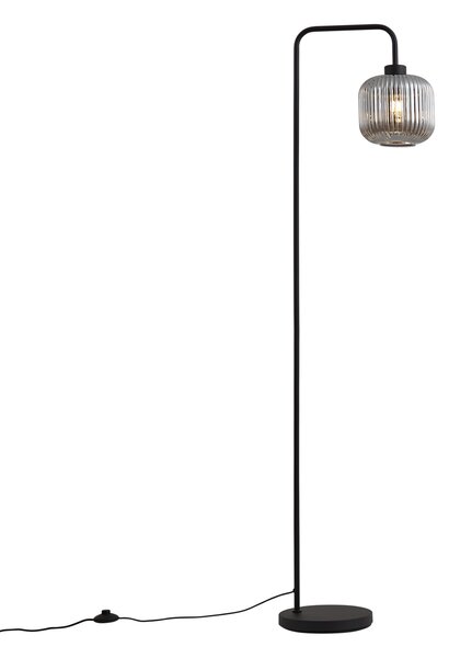 Lampada da terra di design nera con vetro fumé - Ana