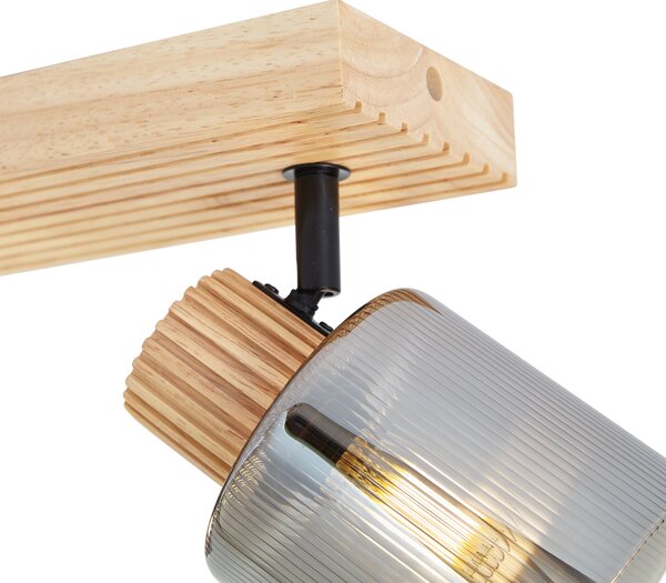 Faretto moderno in legno con vetro fumé a 3 luci ruotabile e inclinabile - Gracy