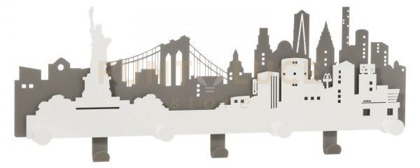 Appendiabiti in ferro da parete new york fango e bianco marmo