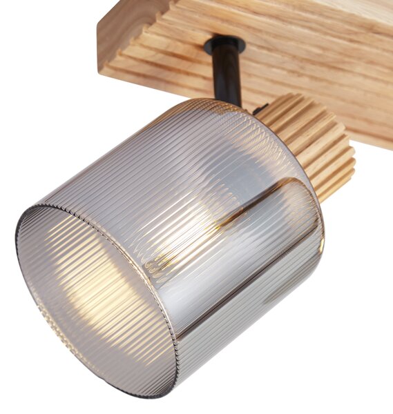 Faretto moderno in legno con vetro fumé 2 luci ruotabile e inclinabile - Gracy