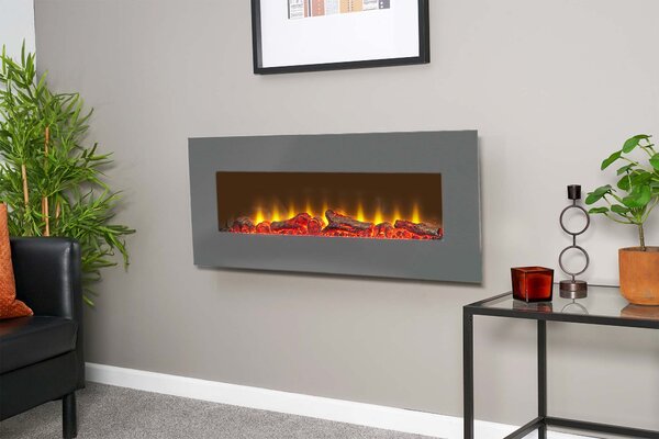 Sureflame WM-9505 Caminetto elettrico da parete con telecomando in grigio, 42 pollici