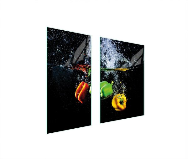 Piastre copri fornelli 2 pezzi 75x52 Copri piano cottura in Vetroceramica tagliere in vetro pepe nero