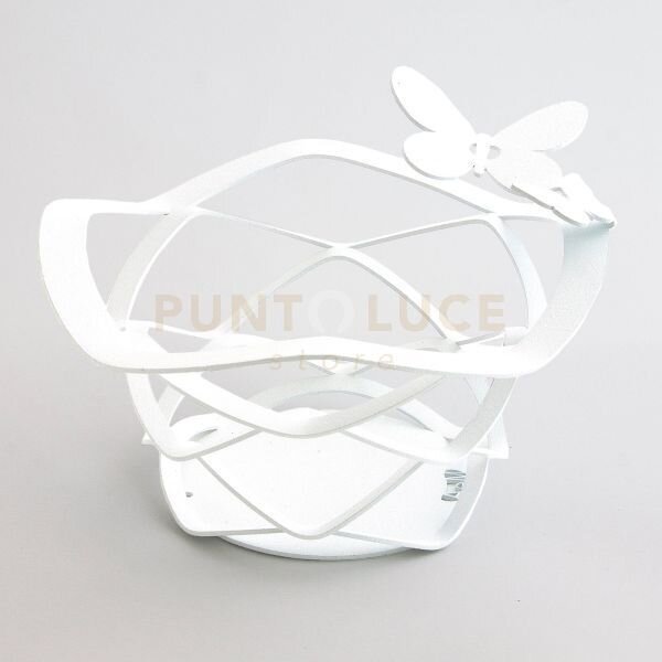 Bomboniera cestino butterfly bianco in ferro 13x5cmh
