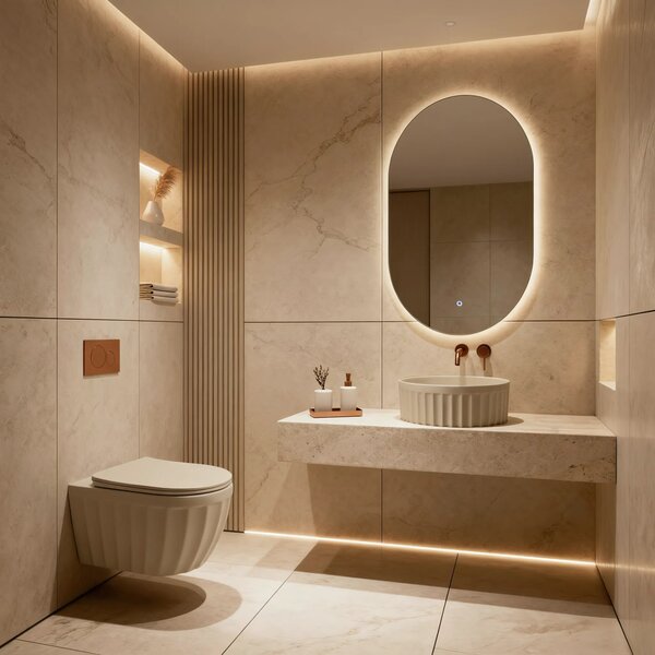 Set: WC sospeso + Lavabo da appoggio Rea Duo Caffe Latte Matt