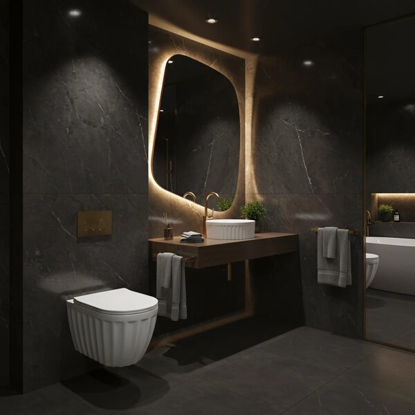 Set: WC sospeso + Lavabo da appoggio Rea Duo White