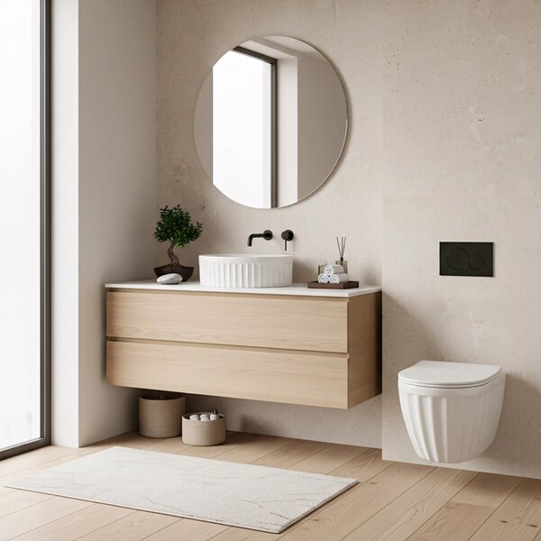 Set: WC sospeso + Lavabo da appoggio Rea Duo White