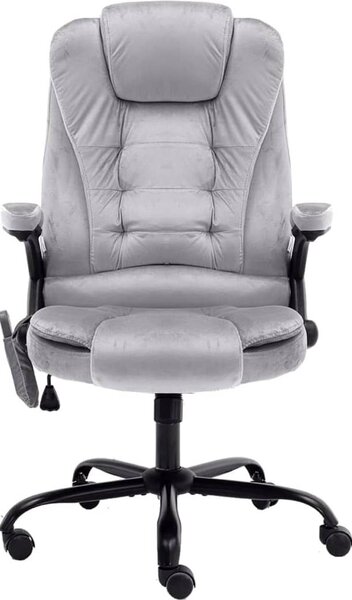 Sedia da Ufficio Massaggiante Grigio Chiaro in Velluto