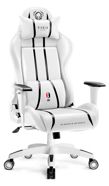 Diablo X-One 2.0 Gaming Chair Sedia da ufficio Braccioli regolabili Design ergonomico Cuscino collo/glutei King Size Bianco/Nero