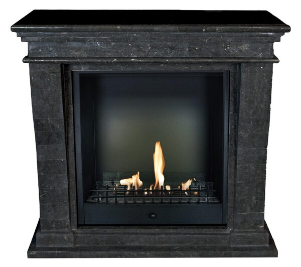 Caminetto a etanolo Xaralyn - Kreta-Mini BCL-SBP - pietra naturale lucidata nera - riscaldamento a 3 kW - caminetto da incasso incluso - caminetto decorativo
