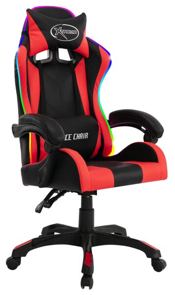Sedia da gaming vidaXL con luci LED RGB, rosso e nero, in Pelle finta
