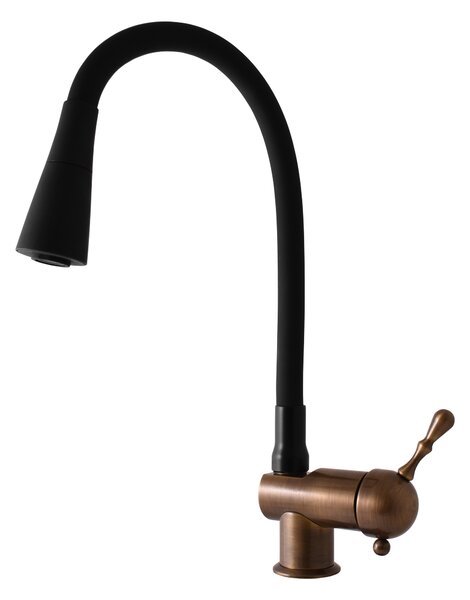 RAV Slezák Miscelatore per lavello con braccio flessibile e doccia - ottone vecchio L408/13SM Colore: ottone vecchio, Dimensione: 1/2''