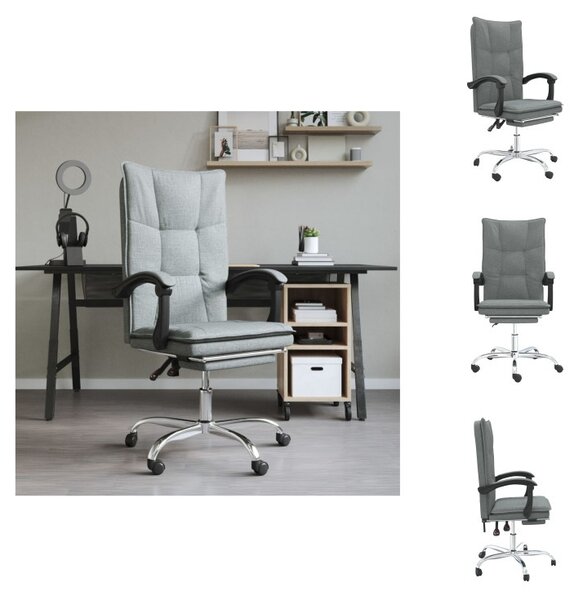 VidaXL Sedia da ufficio con funzione reclinabile in tessuto grigio scuro - Sedie da ufficio