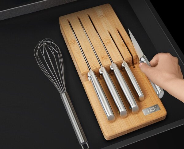 Set di coltelli con lama in acciaio inox e supporto 5 pz Elevate Bamboo – Joseph Joseph