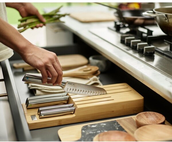 Set di coltelli con lama in acciaio inox e supporto 5 pz Elevate Bamboo – Joseph Joseph