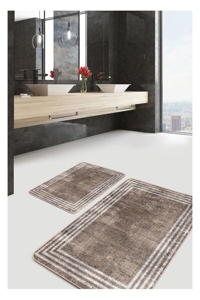 Set di tappetini per il bagno marroni in velluto 2 pz 60x100 cm – Mila Home