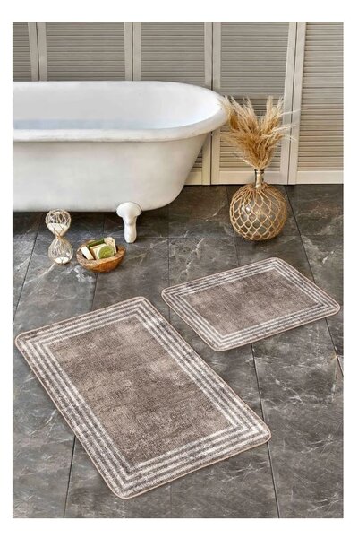Set di tappetini per il bagno marroni in velluto 2 pz 60x100 cm – Mila Home