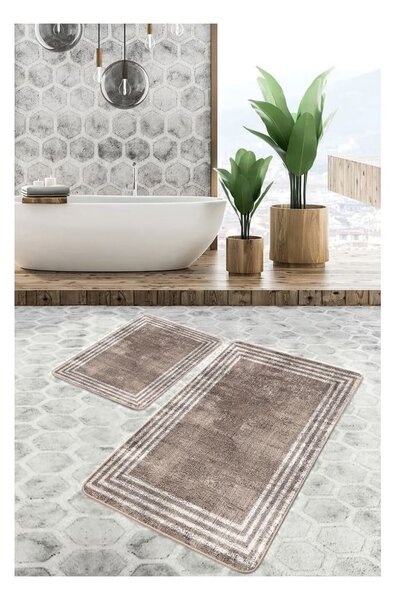 Set di tappetini per il bagno marroni in velluto 2 pz 60x100 cm – Mila Home