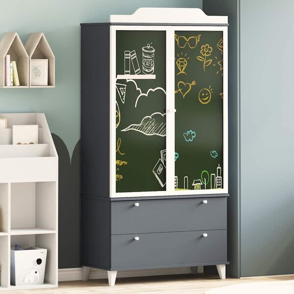 VidaXL Armadio lavagna ROROS grigio e bianco 90 x 45 x 180 cm