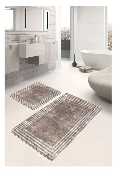 Set di tappetini per il bagno marroni in velluto 2 pz 60x100 cm – Mila Home