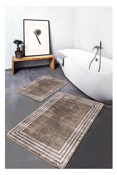 Set di tappetini per il bagno marroni in velluto 2 pz 60x100 cm – Mila Home
