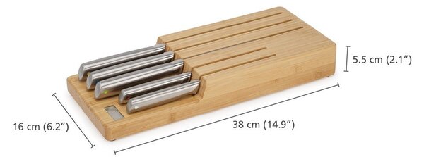 Set di coltelli con lama in acciaio inox e supporto 5 pz Elevate Bamboo – Joseph Joseph