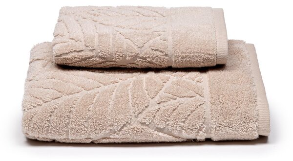 Asciugamano con Ospite in Cotone Foglie Naturale Caleffi