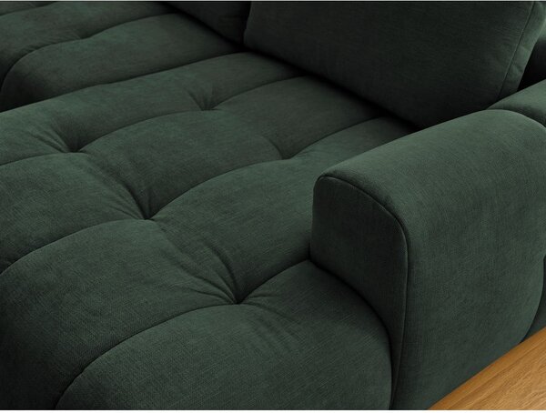 Divano angolare verde allungabile e con contenitore (penisola a sinistra/a U) con rivestimento in ciniglia Fuji – Bobochic Paris