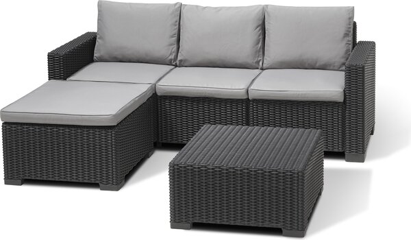 Set di chaise longue Keter California per 3-4 persone con tavolo, resistente alle intemperie