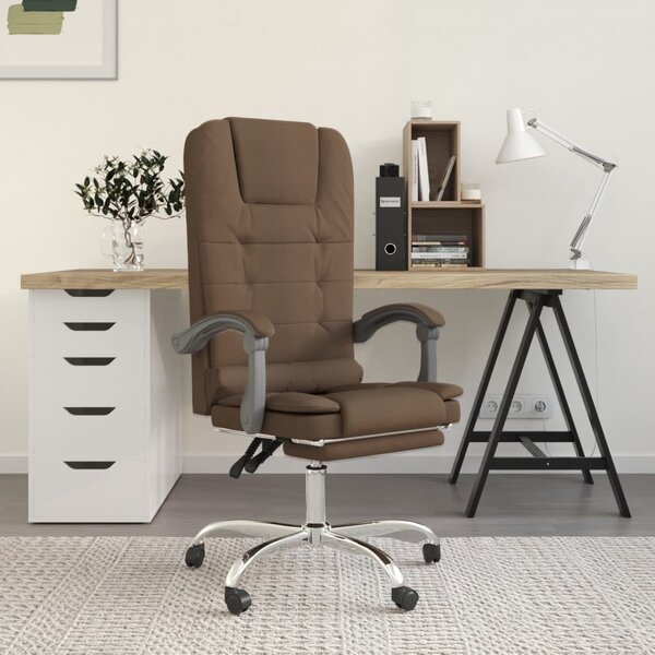 The Living Store Sedia da ufficio con funzione massaggio in tessuto marrone