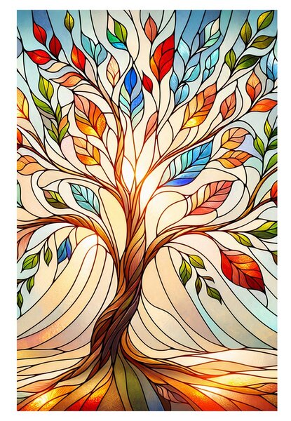 Quadro su tela – Albero della vita con foglie multicolori