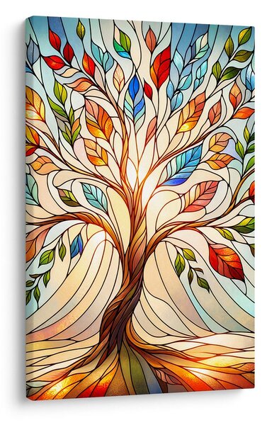 Quadro su tela – Albero della vita con foglie multicolori