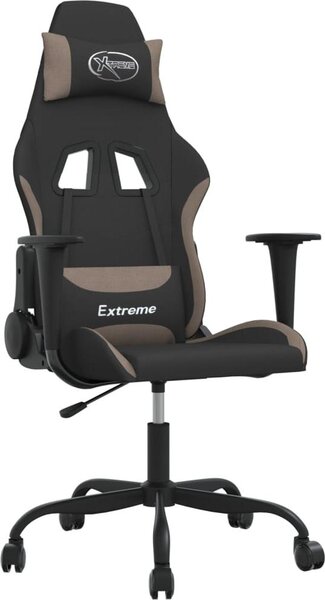 VidaXL Sedia da gioco con funzione massaggio in tessuto nero e taupe