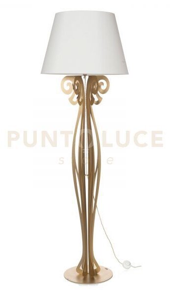 Lampada da terra di design circeo oro paralume avorio in ferro e li
