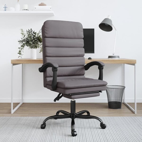 The Living Store Sedia da ufficio con funzione massaggio Similcuoio grigia