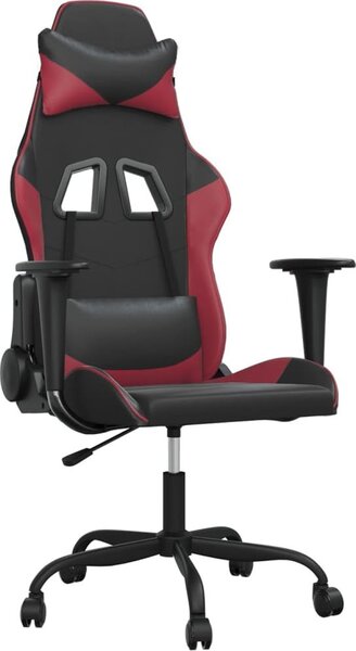 VidaXL Sedia da gioco in ecopelle nera e rosso vino