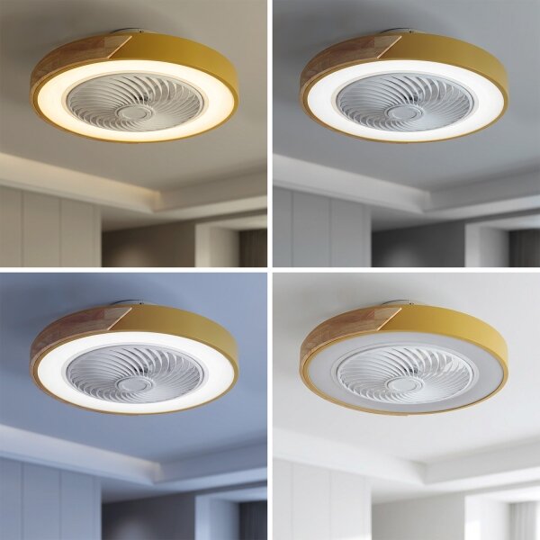 Brilagi - Plafoniera LED dimmerabile con ventilatore LED/38W/230V 50 cm oro/rovere + telecomando